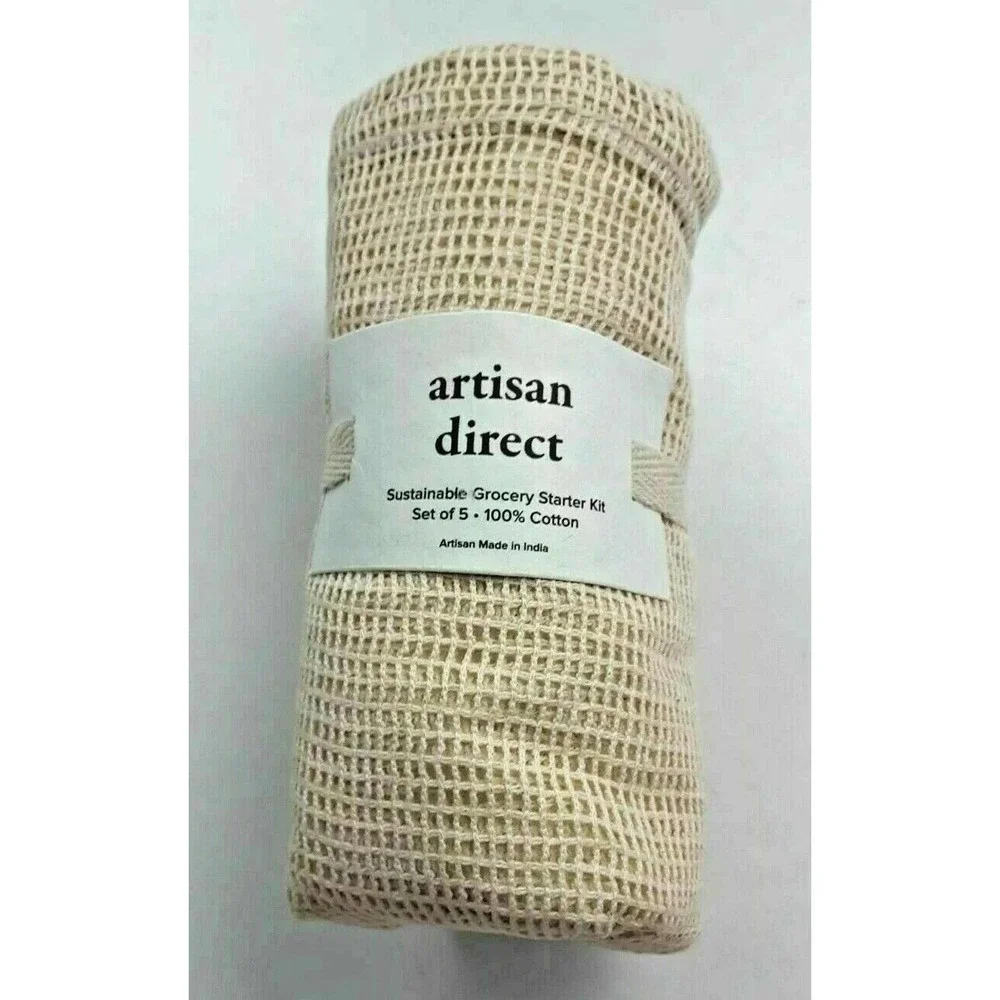 Artisan Direct Sustainable Grocery Starter Kit Reusable Shopping Bags Set of 5